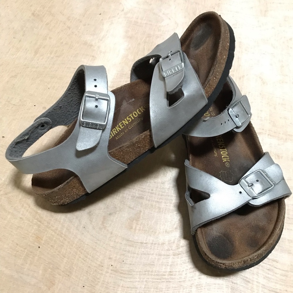 Birkenstock Rio White Leather Sandals Kids Size 3 Adjustable Straps
